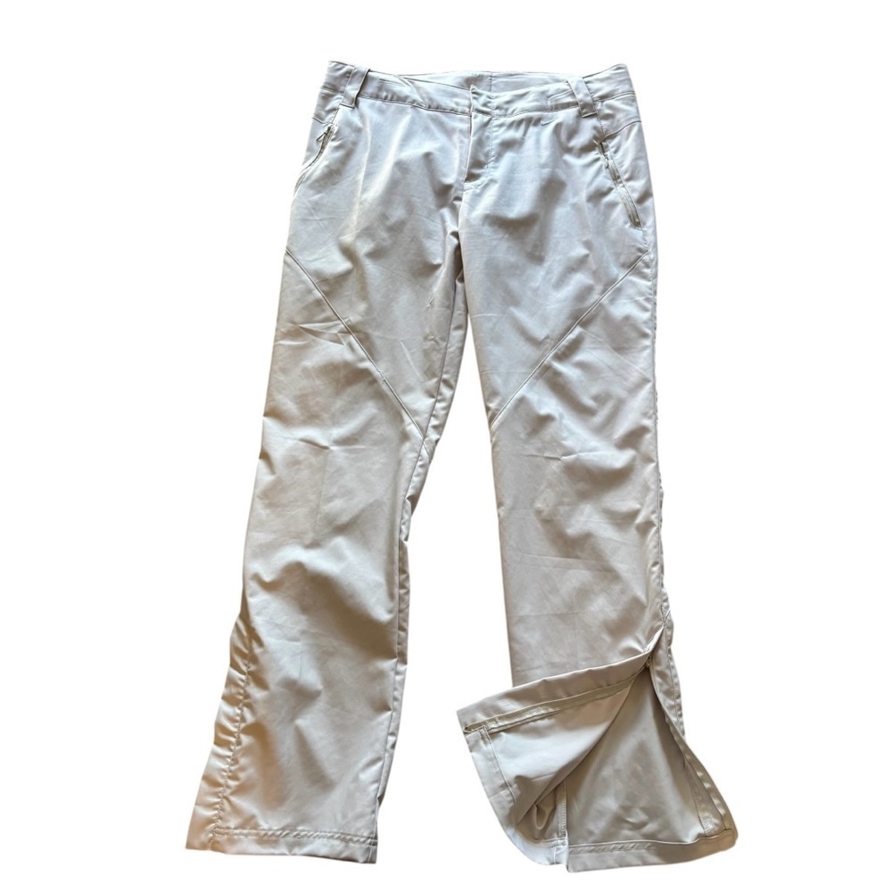 Nike Beige Golf Pants M 8/10 Zip Hem Adjustable Waist Zip Pockets Stretch